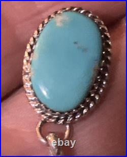 Freda Martinez Navajo Handmade 925 Kingman Turquoise Dangle Earrings 2