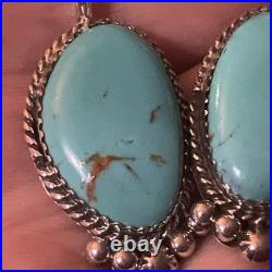 Freda Martinez Navajo Handmade 925 Kingman Turquoise Dangle Earrings 2