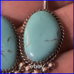 Freda Martinez Navajo Handmade 925 Kingman Turquoise Dangle Earrings 2