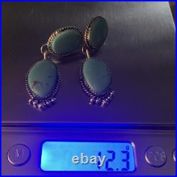 Freda Martinez Navajo Handmade 925 Kingman Turquoise Dangle Earrings 2