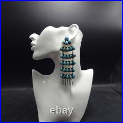 GERALDINE JAMES Navajo TURQUOISE Cluster Chandelier 5 EARRINGS Sterling Silver