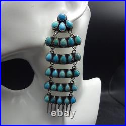 GERALDINE JAMES Navajo TURQUOISE Cluster Chandelier 5 EARRINGS Sterling Silver