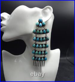 GERALDINE JAMES Navajo TURQUOISE Cluster Chandelier 5 EARRINGS Sterling Silver