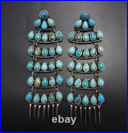 GERALDINE JAMES Navajo TURQUOISE Cluster Chandelier 5 EARRINGS Sterling Silver