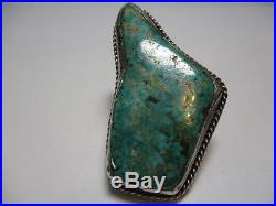 GIANT 2 Navajo Sterling Silver Turquoise Ring-Southwest Native Pawn 33.2 grams