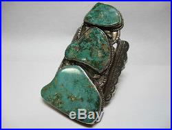 GIANT 4 1/2 Navajo Cuff Bracelet Sterling Silver/Turquoise-Southwest Native