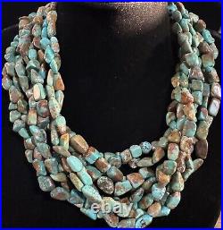 GORGEOUS Sterling Silver High-End ROYSTON TURQUOISE Hefty 240g Beaded NECKLACE