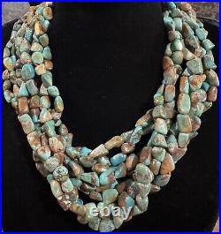 GORGEOUS Sterling Silver High-End ROYSTON TURQUOISE Hefty 240g Beaded NECKLACE