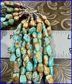 GORGEOUS Sterling Silver High-End ROYSTON TURQUOISE Hefty 240g Beaded NECKLACE