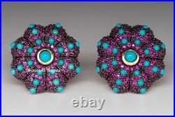 Gemstone Earring Ruby And Turquoise Jewelry 925 Sterling Silver Wedding Jewelry