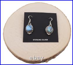 Genuine Navajo Golden Hills Turquoise Dangle Earrings Sterling Silver Jewelry