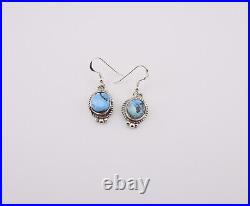 Genuine Navajo Golden Hills Turquoise Dangle Earrings Sterling Silver Jewelry