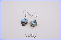 Genuine Navajo Golden Hills Turquoise Dangle Earrings Sterling Silver Jewelry