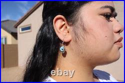 Genuine Navajo Golden Hills Turquoise Dangle Earrings Sterling Silver Jewelry