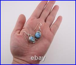 Genuine Navajo Golden Hills Turquoise Dangle Earrings Sterling Silver Jewelry