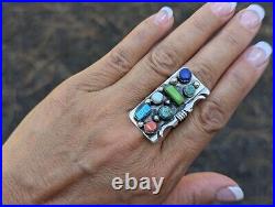Genuine Navajo Handmade Ring with Multi Stones NA Turquoise Women's size 9.25 Genuine Navajo Handmade Ring with Multi Stones NA Turquoise Women's size 9.25
