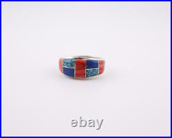 Genuine Navajo Multi Stone Inlay Ring Signed Handmade NA Jewelry Sz 10.5US Genuine Navajo Multi Stone Inlay Ring Signed Handmade NA Jewelry Sz 10.5US