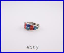 Genuine Navajo Multi Stone Inlay Ring Signed Handmade NA Jewelry Sz 10.5US Genuine Navajo Multi Stone Inlay Ring Signed Handmade NA Jewelry Sz 10.5US