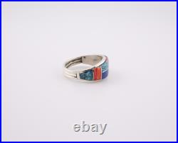 Genuine Navajo Multi Stone Inlay Ring Signed Handmade NA Jewelry Sz 10.5US Genuine Navajo Multi Stone Inlay Ring Signed Handmade NA Jewelry Sz 10.5US