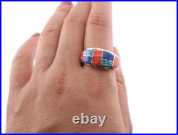 Genuine Navajo Multi Stone Inlay Ring Signed Handmade NA Jewelry Sz 10.5US Genuine Navajo Multi Stone Inlay Ring Signed Handmade NA Jewelry Sz 10.5US