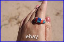 Genuine Navajo Multi Stone Inlay Ring Signed Handmade NA Jewelry Sz 10.5US Genuine Navajo Multi Stone Inlay Ring Signed Handmade NA Jewelry Sz 10.5US