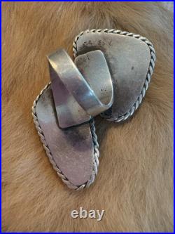 Gigantic Navajo Turquoise 2 Stone Ring Sterling Silver High Grade Sz6 30g Double