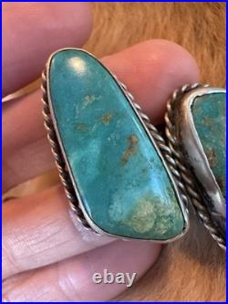 Gigantic Navajo Turquoise 2 Stone Ring Sterling Silver High Grade Sz6 30g Double