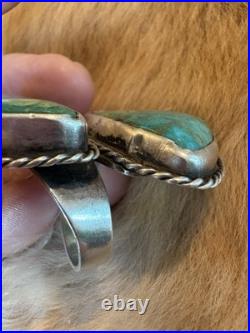 Gigantic Navajo Turquoise 2 Stone Ring Sterling Silver High Grade Sz6 30g Double