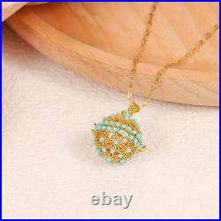 Gorgeous 18K Yellow Gold Over Turquoise Traditional Sleeping Beauty Pendant