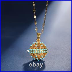 Gorgeous 18K Yellow Gold Over Turquoise Traditional Sleeping Beauty Pendant