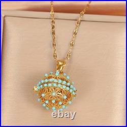 Gorgeous 18K Yellow Gold Over Turquoise Traditional Sleeping Beauty Pendant