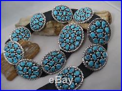 Gorgeous Handmade Sterling Silver Turquoise Concho Belt