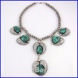 Gorgeous Old Pawn Navajo Handmade Sterling Silver & Turquoise Necklace RS MX