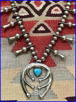 Gorgeous Old Pawn Squash Blossom necklace Sterling Silver & Turquoise