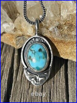 Grateful Dead Jewelry Pendant Sterling Silver Steal Your Face Arizona Turquoise