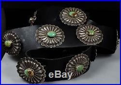 HENRY YAZZIE Old Pawn Vtg Navajo Royston TURQUOISE Sterling Silver CONCHO BELT