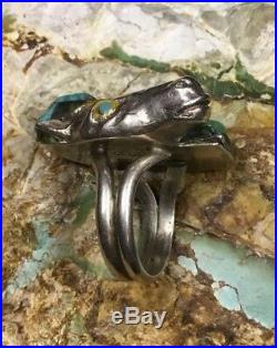 HUGE Johnny Bluejay Hopi Sterling Silver & Turquoise Horse Head Ring, 21.2g