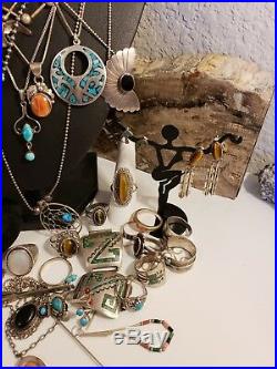HUGE LOT Sterling silver Native American Southwestern turquoise coral not scrap
