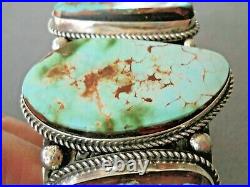 HUGE Native American 3-Stone Royston Turquoise Sterling Silver Cuff Bracelet P