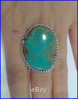 HUGE Native American Sterling Silver HENRY MARIANO Turquoise Estate Ring Vintage