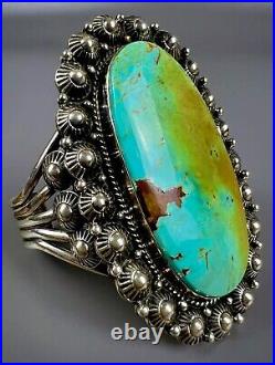 HUGE Navajo Sterling Silver ROYSTON Turquoise Cuff Bracelet LEROY JAMES