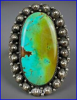 HUGE Navajo Sterling Silver ROYSTON Turquoise Cuff Bracelet LEROY JAMES
