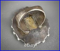 HUGE OLD Vintage Zuni Sterling Silver Natural Turquoise Cluster Ring OMG