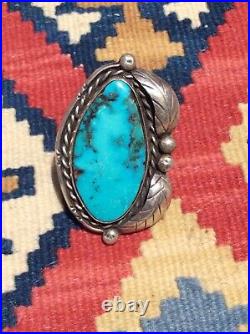 HUGE Old Pawn Ring Sterling Silver Stormy Mountain Turquoise