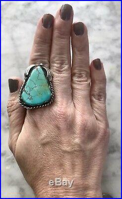 HUGE Sterling Silver Old Pawn Navajo Royston Turquoise RingUnisexSize 10.25