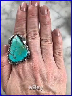 HUGE Sterling Silver Old Pawn Navajo Royston Turquoise RingUnisexSize 10.25