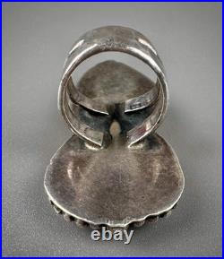 HUGE Vintage Navajo Sterling Silver Double Spiderweb Turquoise Ring 29 Grams