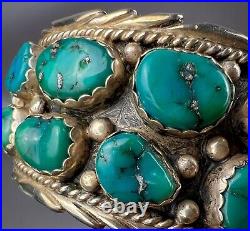 HUGE Vintage Navajo Sterling Silver Nevada Turquoise Cuff Bracelet HEAVY 102grms