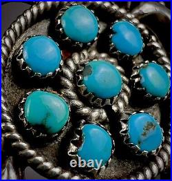 HUGE Vintage Navajo Sterling Silver Turquoise Cluster Cuff Bracelet