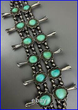 HUGE Vintage Navajo Sterling Silver Turquoise Squash Blossom Necklace VERY NICE HUGE Vintage Navajo Sterling Silver Turquoise Squash Blossom Necklace VERY NICE